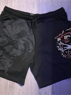 Black Men's Ed Hardy Graphic Tiger Shorts Size Large